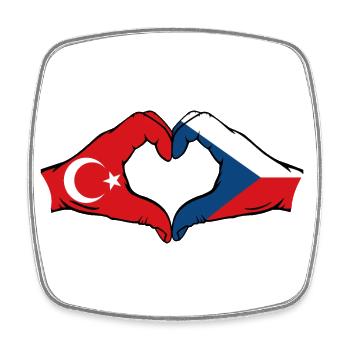 Türkei Tschechien Flagge Herzform - Viereckiger Kühlschrankmagnet - Weiß - Vorne