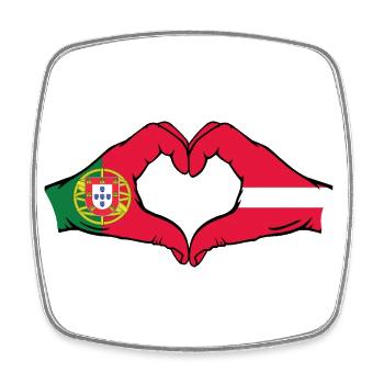 Portugal Lettonie Drapeau Mains Coeur - Magnet carré - blanc - Devant