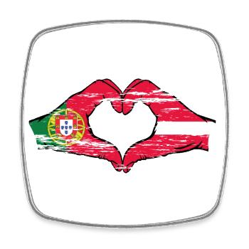 Portugal Lettonie drapeau mains forme coeur utilisé - Magnet carré - blanc - Devant