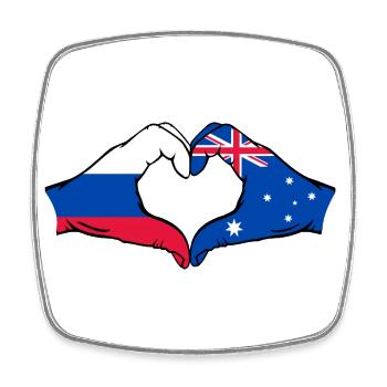 Russia Australia Flag Heart Shape - Square fridge magnet - white - Front