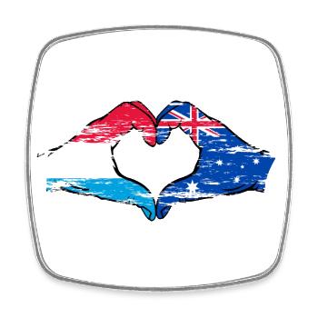 Drapeau luxembourgeois Australie en forme de cœur utilisé - Magnet carré - blanc - Devant