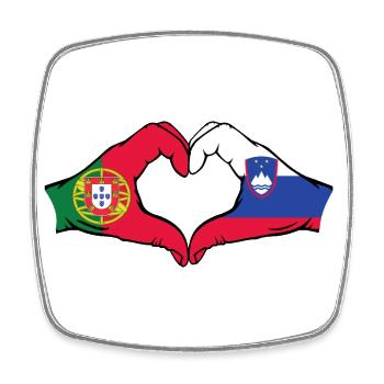 Portugal Slowenien Flagge Herzform - Viereckiger Kühlschrankmagnet - Weiß - Vorne