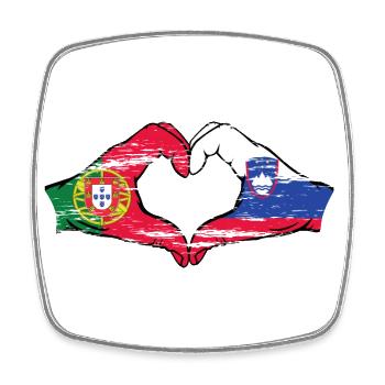 Portugal Slovénie drapeau forme de coeur utilisé - Magnet carré - blanc - Devant