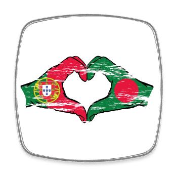 Portugal Bangladesch Flagge Herzform used - Viereckiger Kühlschrankmagnet - Weiß - Vorne