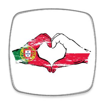 Portugal Polen Flagge Herzform used - Viereckiger Kühlschrankmagnet - Weiß - Vorne