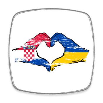 Kroatien Ukraine Flagge Herzform used - Viereckiger Kühlschrankmagnet - Weiß - Vorne