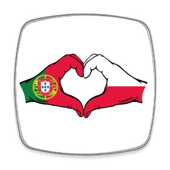 Portugal Polen Flagge Herzform - Viereckiger Kühlschrankmagnet - Weiß - Vorne