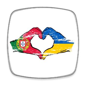 Portugal Ukraine Drapeau Coeur Forme Utilisé - Magnet carré - blanc - Devant