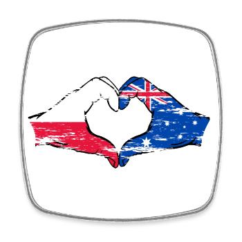 Pologne Australie drapeau coeur d’occasion - Magnet carré - blanc - Devant