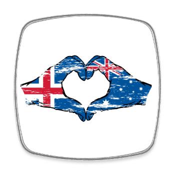 Iceland Australia Flag Heart Shape Used - Square fridge magnet - white - Front