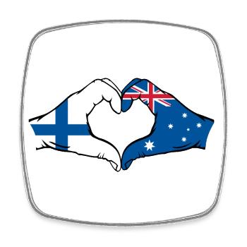 Finnland Australien Flagge Herzform - Viereckiger Kühlschrankmagnet - Weiß - Vorne