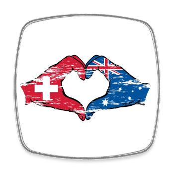 Switzerland Australia Flag Heart Shape Used - Square fridge magnet - white - Front
