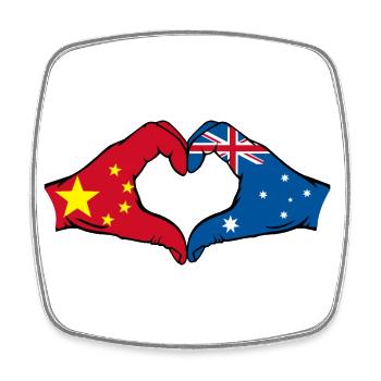 China Australia Flag Heart Shape - Square fridge magnet - white - Front
