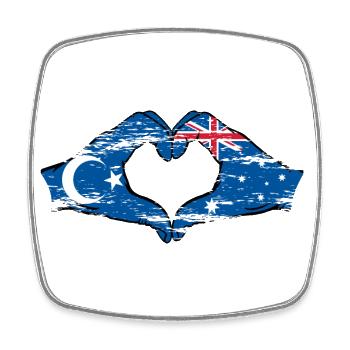 Drapeau ouïghour australien en forme de cœur utilisé - Magnet carré - blanc - Devant