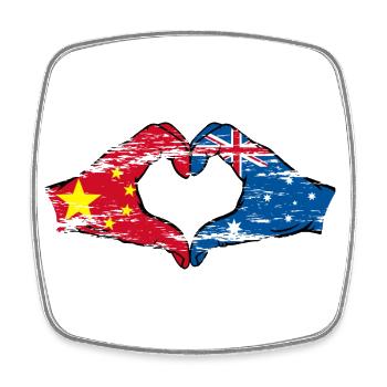 China Australia flag heart shape used - Square fridge magnet - white - Front