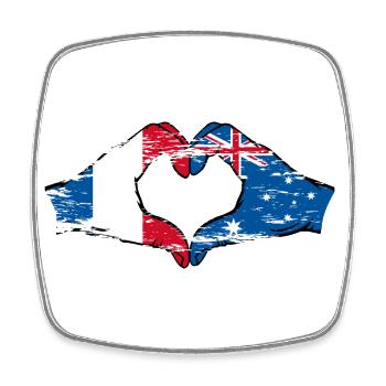France Australia Flag Heart Shape Used - Square fridge magnet - white - Front