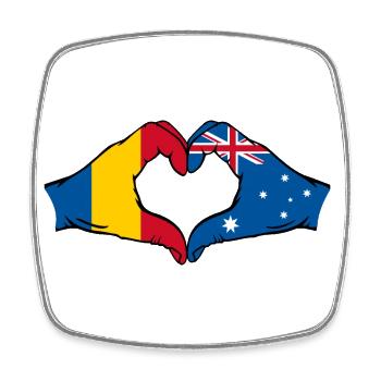 Rumänien Australien Flagge Herzform - Viereckiger Kühlschrankmagnet - Weiß - Vorne