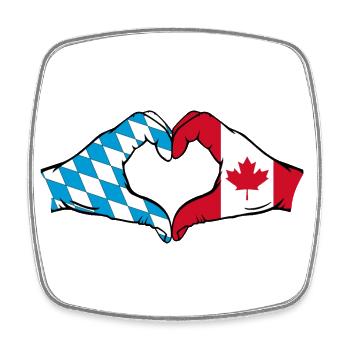 Bavaria Canada Flag Hands Heart Shape - Square fridge magnet - white - Front