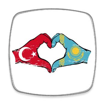 Türkei Kasachstan Flagge Hände Herzform used - Viereckiger Kühlschrankmagnet - Weiß - Vorne