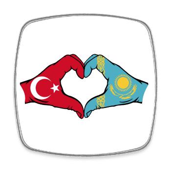 Turquie Kazakhstan Drapeau Mains Coeur Forme - Magnet carré - blanc - Devant