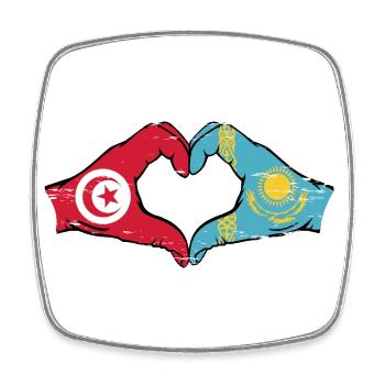 Tunisie Kazakhstan Drapeau Mains Coeur Forme Utilisé - Magnet carré - blanc - Devant