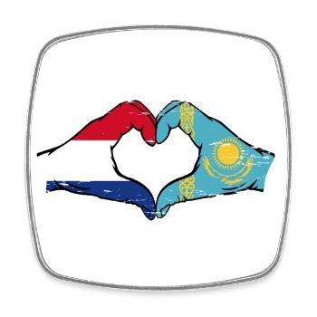 Hollande Kazakhstan drapeau mains forme de coeur utilisé - Magnet carré - blanc - Devant