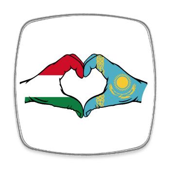 Hongrie Kazakhstan Drapeau Mains Coeur Forme - Magnet carré - blanc - Devant