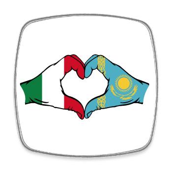 Italien Kasachstan Flagge Hände Herzform - Viereckiger Kühlschrankmagnet - Weiß - Vorne