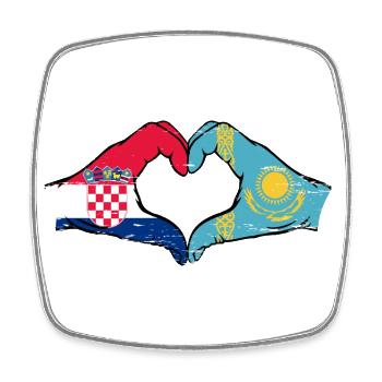 Croatie Kazakhstan Drapeau Mains Coeur Forme Utilisé - Magnet carré - blanc - Devant