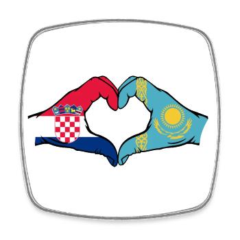 Croatie Kazakhstan Drapeau Mains Coeur Forme - Magnet carré - blanc - Devant