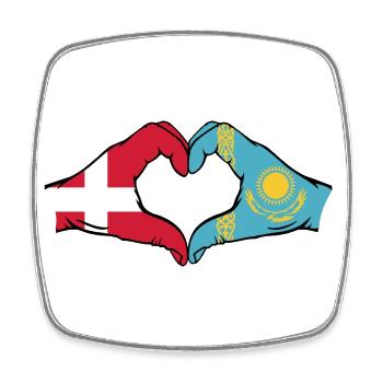 Danemark Kazakhstan Drapeau Mains Coeur Forme - Magnet carré - blanc - Devant