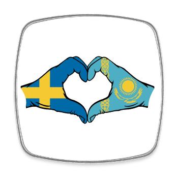Suède Kazakhstan Drapeau Mains Coeur Forme - Magnet carré - blanc - Devant