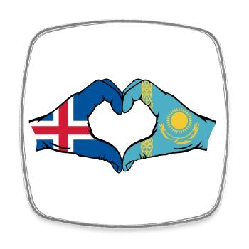 Islande Kazakhstan Drapeau Mains Coeur Forme - Magnet carré - blanc - Devant