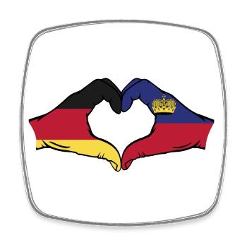 Deutschland Liechtenstein Flagge Hände Herzform - Viereckiger Kühlschrankmagnet - Weiß - Vorne