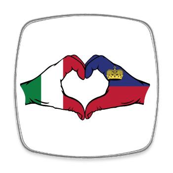 Italien Liechtenstein Flagge Hände Herzform - Viereckiger Kühlschrankmagnet - Weiß - Vorne