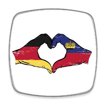 Allemagne Liechtenstein Drapeau Mains Coeur Shape us - Magnet carré - blanc - Devant