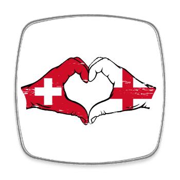 Suisse Angleterre drapeau mains forme coeur utilisé - Magnet carré - blanc - Devant