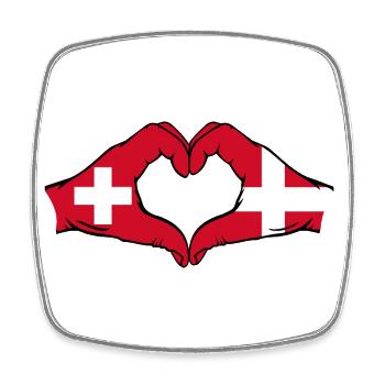 Schweiz Dänemark Flagge Hände Herzform - Viereckiger Kühlschrankmagnet - Weiß - Vorne