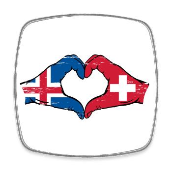 Iceland Switzerland Flag Hands Heart Shape Used - Square fridge magnet - white - Front