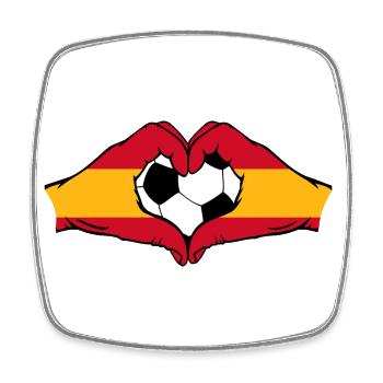 Spain Football Flag Hands Heart Shape - Square fridge magnet - white - Front
