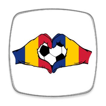 Romania Football Flag Hands Heart Shape - Square fridge magnet - white - Front
