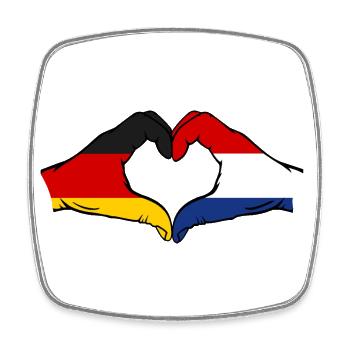 Germany Holland Flag Hands Heart Shape - Square fridge magnet - white - Front