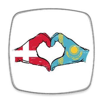 Dänemark Kasachstan Flagge Hände Herzform used - Viereckiger Kühlschrankmagnet - Weiß - Vorne