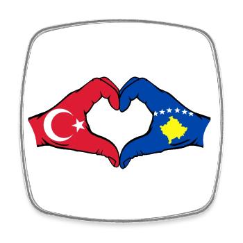 Turquie Kosovo Drapeau Mains Coeur Forme - Magnet carré - blanc - Devant