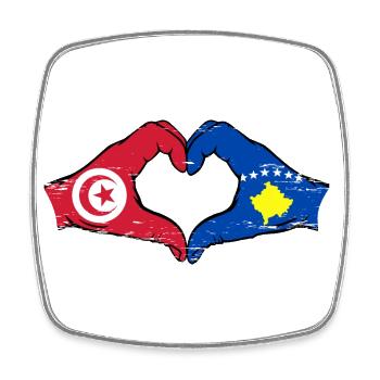Tunesien Kosovo Flagge Hände Herzform used - Viereckiger Kühlschrankmagnet - Weiß - Vorne