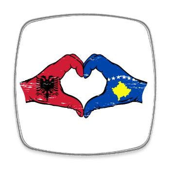 Albanien Kosovo Flagge Hände Herzform used - Viereckiger Kühlschrankmagnet - Weiß - Vorne