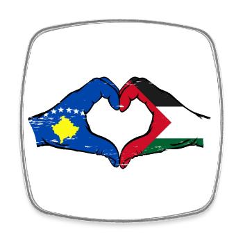 Kosovo Palästina Flagge Hände Herzform used - Viereckiger Kühlschrankmagnet - Weiß - Vorne
