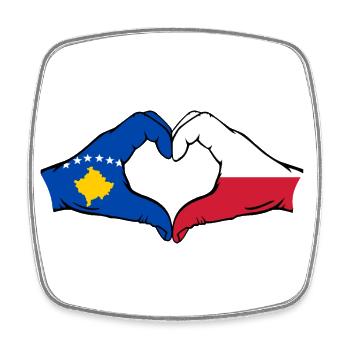 Kosovo Polen Flagge Hände Herzform - Viereckiger Kühlschrankmagnet - Weiß - Vorne