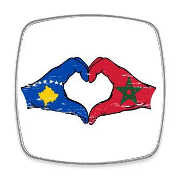 Kosovo Marokko Flagge Hände Herzform used - Viereckiger Kühlschrankmagnet - Weiß - Vorne