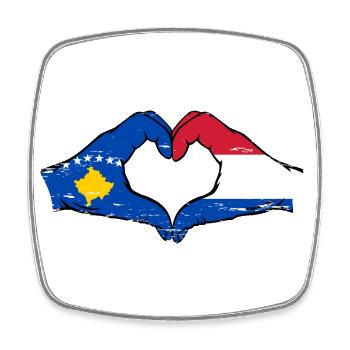 Kosovo Holland Flagge Hände Herzform used - Viereckiger Kühlschrankmagnet - Weiß - Vorne